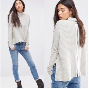 Free People Mock Neck Zip Back Sweater